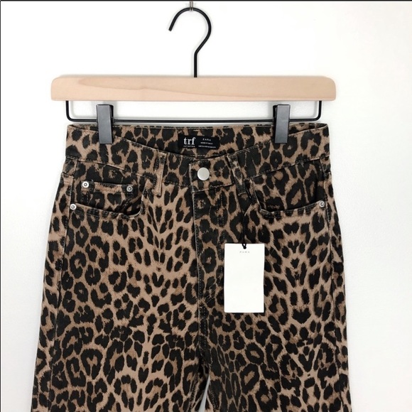 ZARA HW LEOPARD STRAIGHT LEG JEAN - Picture 4 of 6